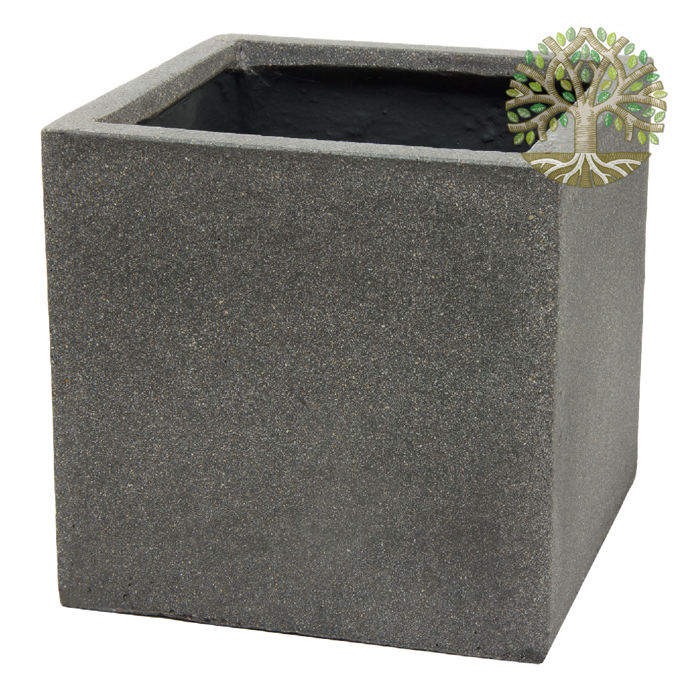 Кашпо "Plain rough grey Cube" (файкостоун), 30x30xH30 см, (серый)