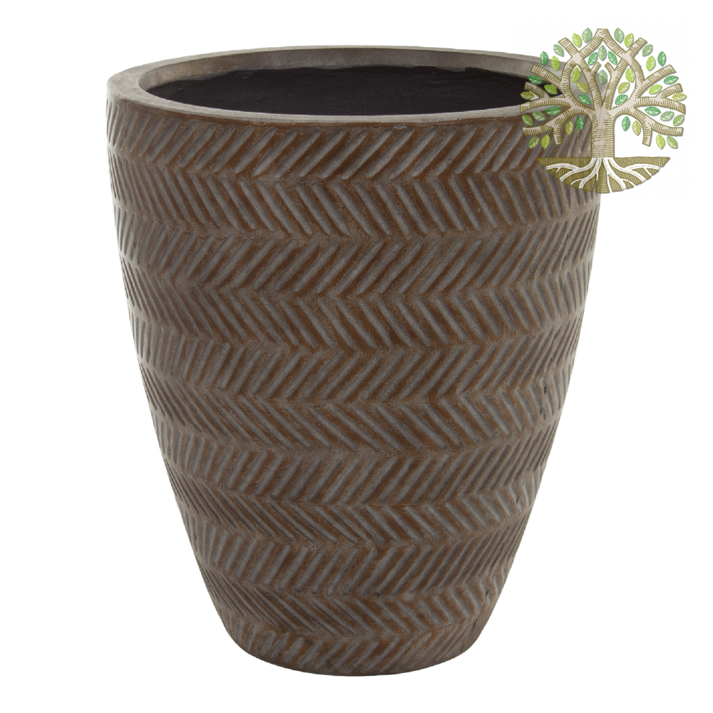 Кашпо Nobilis Marco "Fish spine/ Pot, brown" (файкостоун), D36,5xH45 см