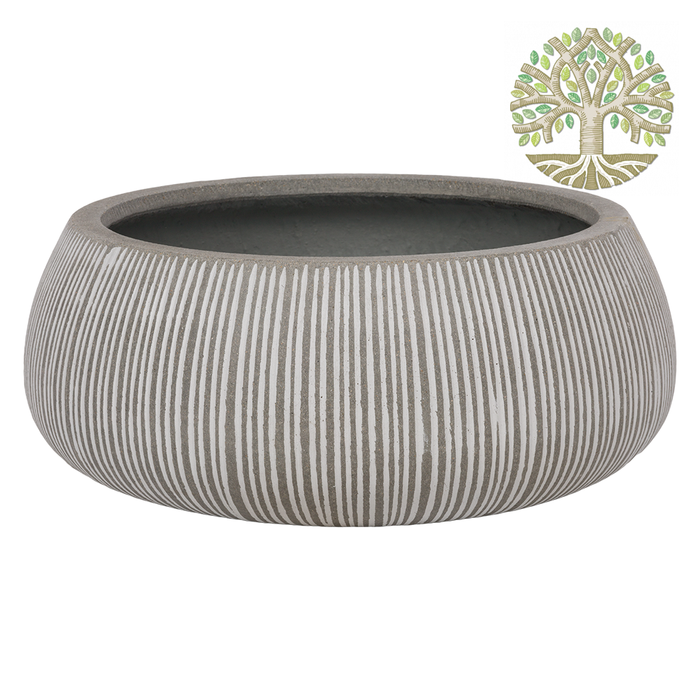 Кашпо Nobilis Marco "Vertical stripes/ Trapezoid, white" (файкостоун), D53xH21 см