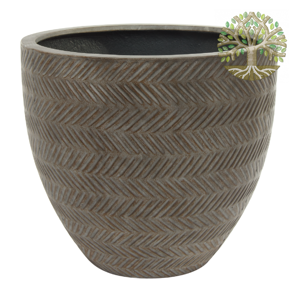 Кашпо «Fishbone Fossil-wood Round» (файкостоун), Коричневый