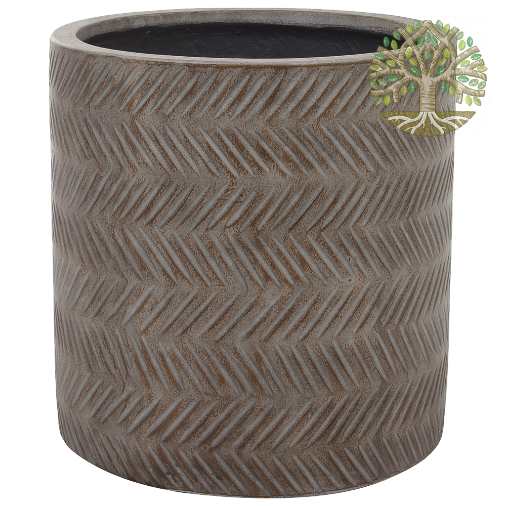 Кашпо «Fishbone Fossil-wood Cylinder» (файкостоун), D39xH39 см Коричневый