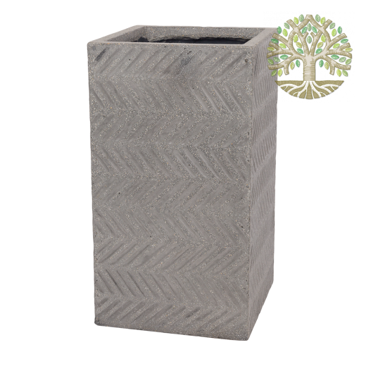Кашпо «Fishbone Fossil-wood grey Column» (файкостоун), 25x25xH45 см